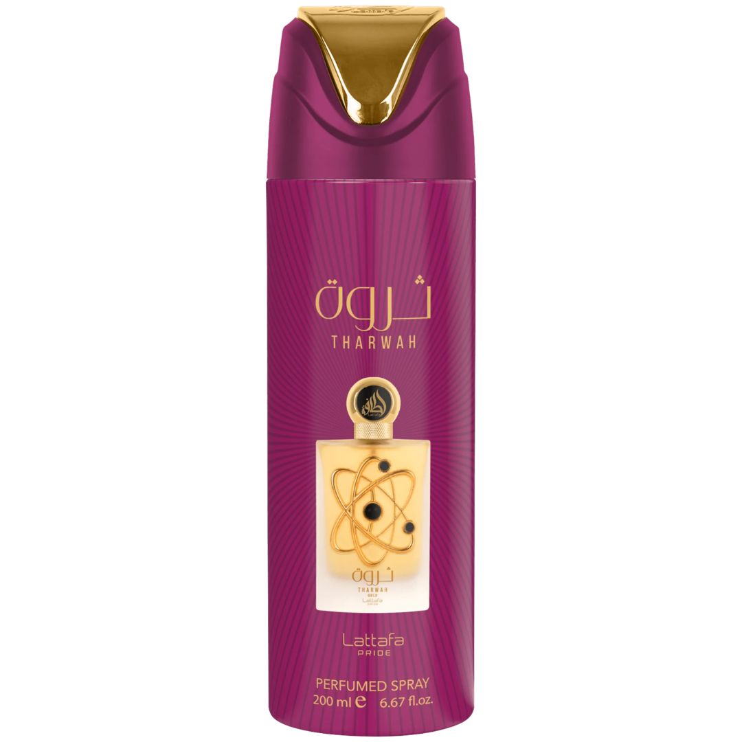 Tharwa Gold 200ml Body Sprays by Lattafa Pride (Pack of 12)